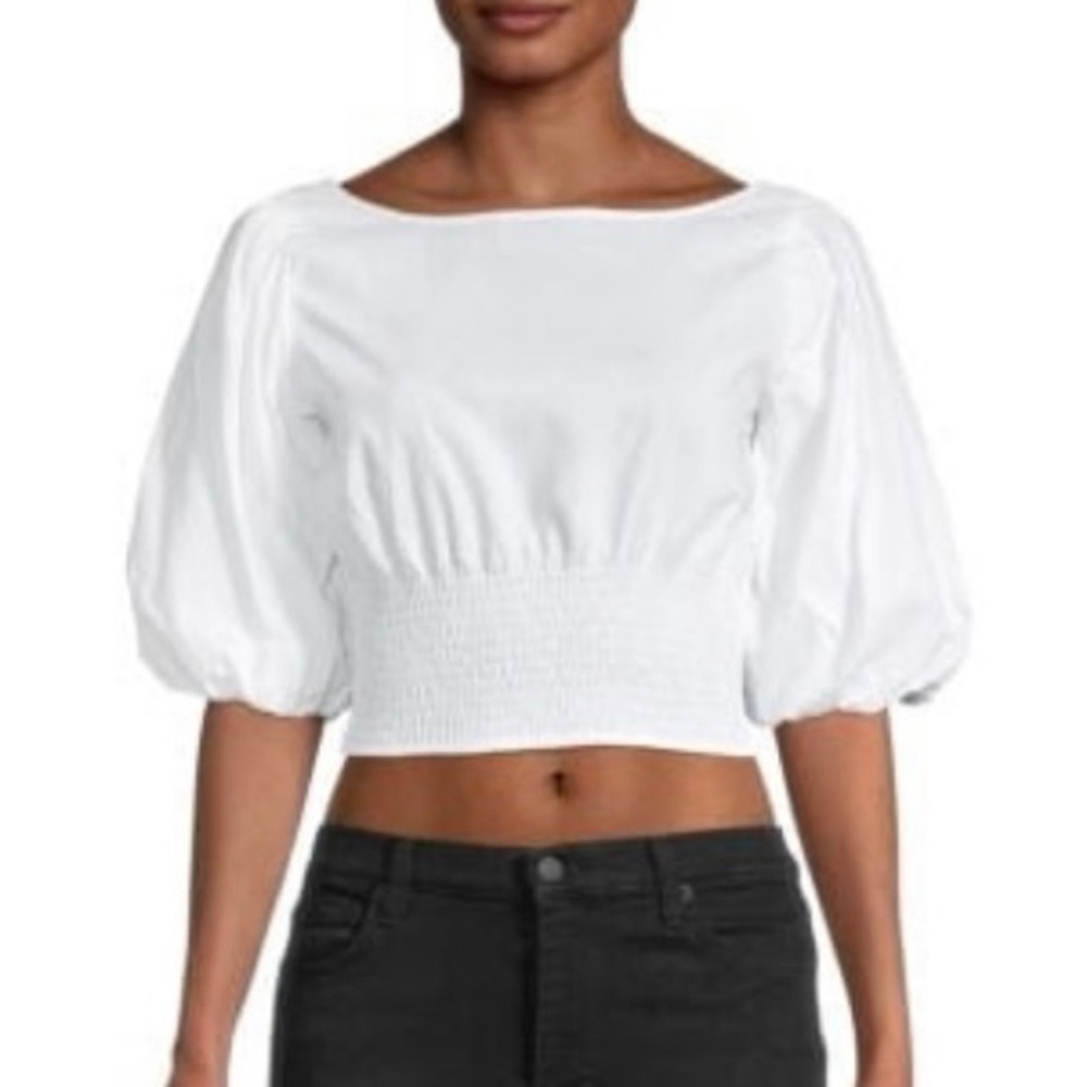 Zara white puff Sleeve crop top